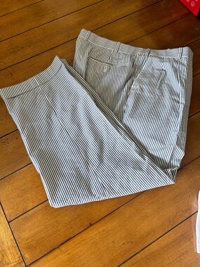 Men's Striped cotton Dress Pants - Blue & White have been tailored see photos